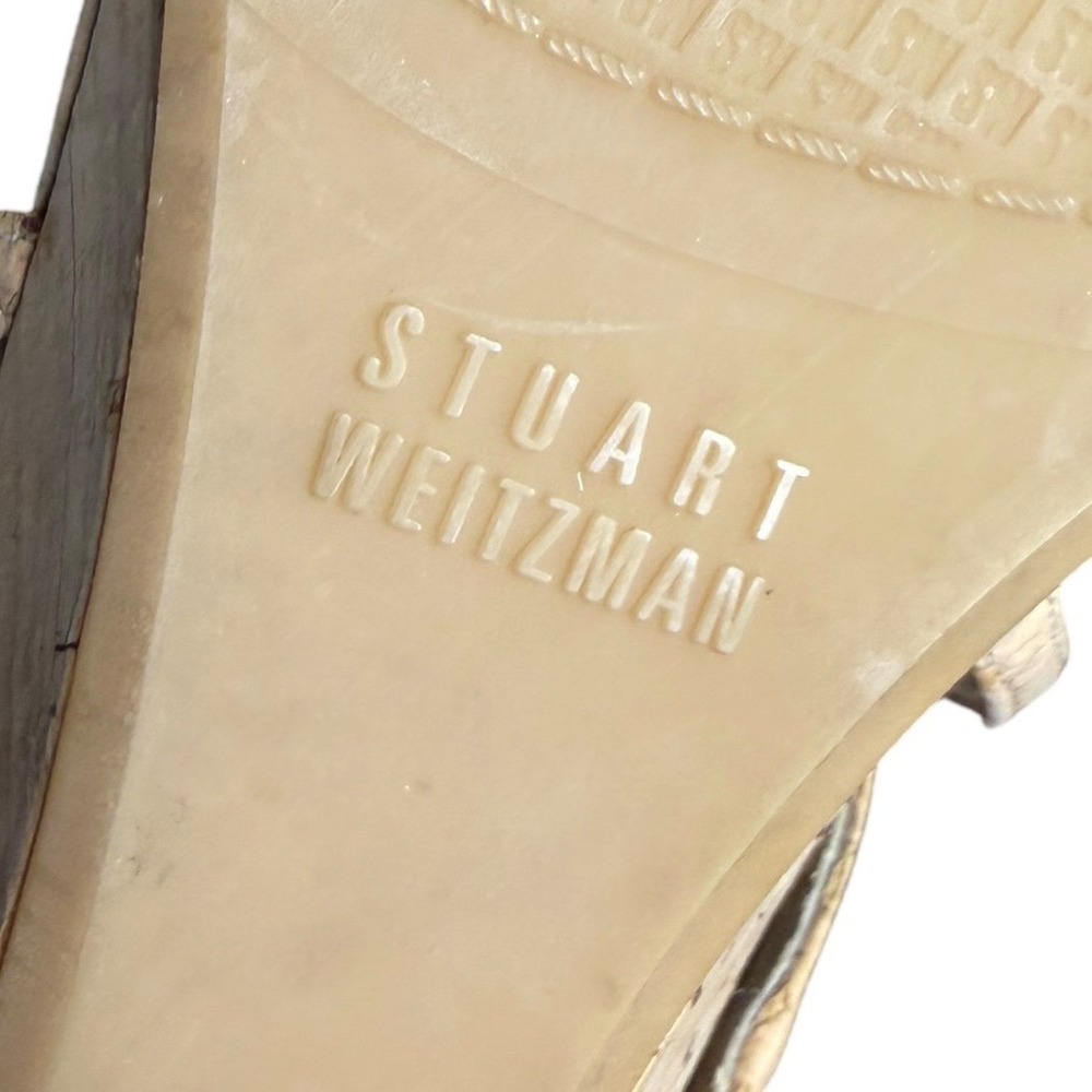 Stuart Weitzman Tan Cork Wedge Sandal Tortoise Link Women's Size 8M - Picture 7 of 10